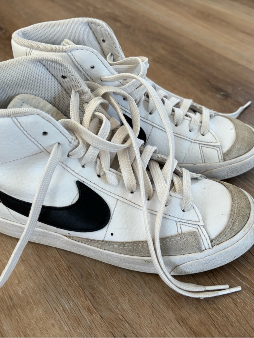 Nike White and Black High-Top Sneakers